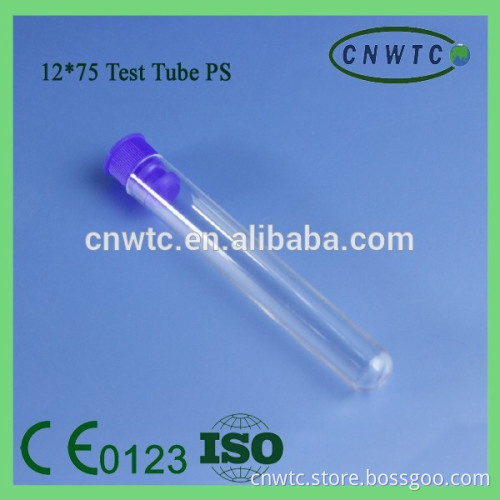 12x75mm pp and ps test tube with caps